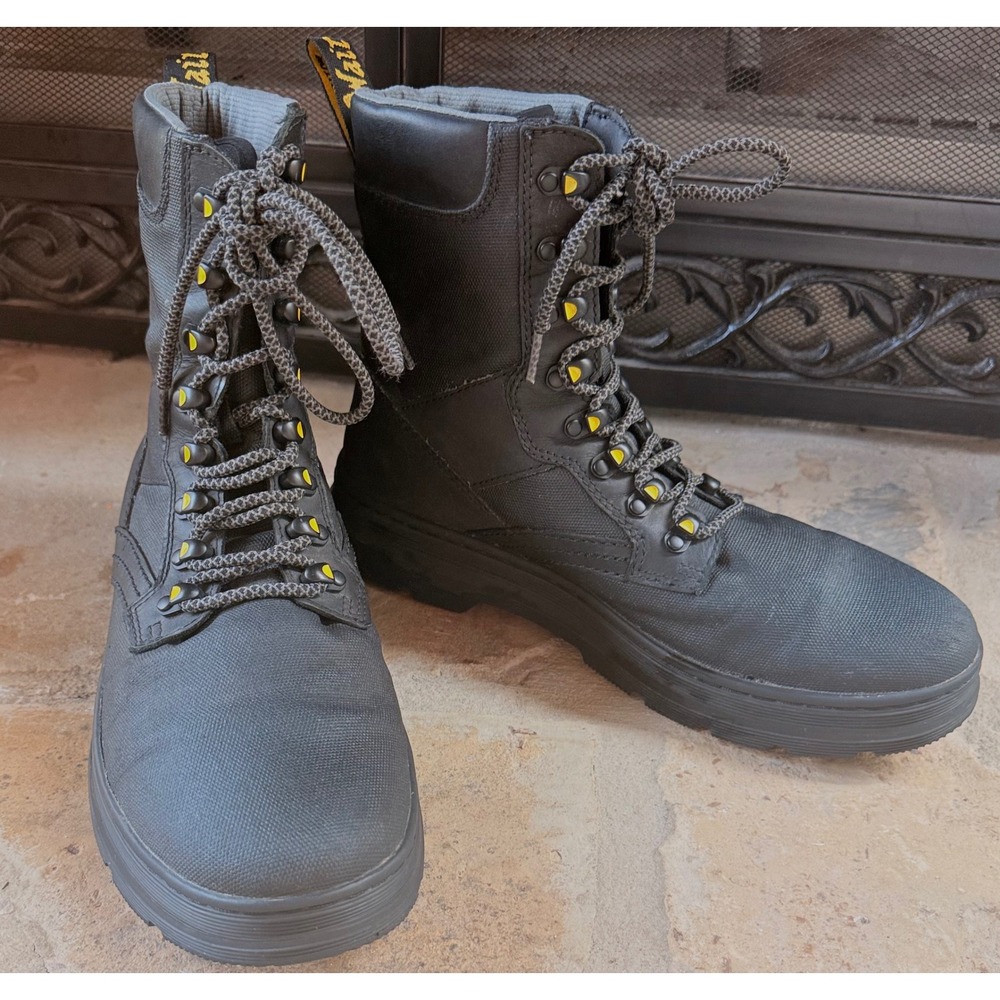 Dr Martens Iowa Men's 12 Black Utility Combat Boots Canvas Leather Lug Sole